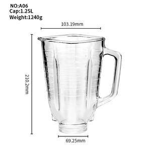 ब्लेंडर ग्लास जार प्रतिस्थापन भागों 1.25l वर्ग के साथ हैंडल सोडा-चूना ओस्टर ए 06 अतिरिक्त गर्मी प्रतिरोधी टिकाऊ ओएम थोक - Product Image 2