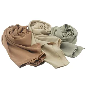 Best Selling Alta Qualidade Lenço De Seda Chiffon Planície Islã Malásia Muçulmano Premium Pesado Chiffon Hijab Lenço