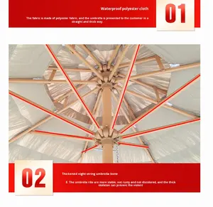 <span class=keywords><strong>Parasol</strong></span> de jardin extérieur grand format 2,5 m avec mât central à manivelle, design moderne en polyester <span class=keywords><strong>pour</strong></span> cour et plage - Product Image 5