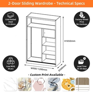 <span class=keywords><strong>Armadio</strong></span> Moderno in Acciaio <span class=keywords><strong>con</strong></span> Stampa Marmo, 2 Ante Scorrevoli, Grande <span class=keywords><strong>Specchio</strong></span>, Arredamento Camera da Letto, Fornitore all'Ingrosso - Product Image 4