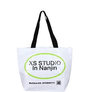 Sac fourre-tout tissé laminé avec logo personnalisé, sac de courses réutilisable imperméable, sac promotionnel pour l'épicerie, le commerce de détail, l'emballage - Product Image 5