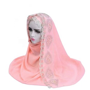 New <strong>Fashion</strong> Middle East Muslim Head Scarf <strong>Hijab</strong> Luxury Stone Stitching Lace Scarves Women Rhinestones <strong>Turban</strong> Hat H0268 - Product Image 4