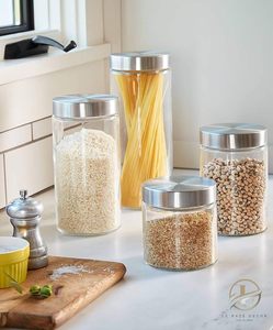 Kitchen Pantry Organizer Air Tight Leak-Proof Vacuum Glass Food Storage <b>Containers</b> Stainless Steel Lid Dishwasher Safe Modern - Product Image 4