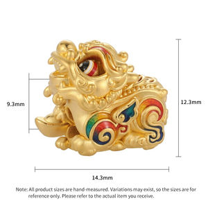 เครื่องประดับลูกปัดขนาดกลาง 1.9 กรัม ดีไซน์เฉพาะตัว ทองคำแท้ 24k เครื่องประดับหรูหรา รูปทรงปี่เซียะจีนขนาดเล็กประดับลูกปัด - Product Image 4