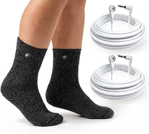 Chaussettes de thérapie de mise à la terre unisexe pour femmes et hommes avec fil d'argent conducteur, chaussures de mise à la terre pour un soulagement calme et un <span class=keywords><strong>bien</strong></span>-être - Product Image 2