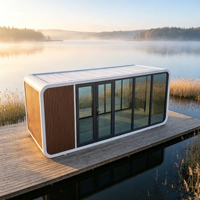 Capsule préfabriquée Apple Cabin Space Apple Pod à commande intelligente pour la vente au détail mobile, idéale pour les boutiques de plage, les campings et les kiosques.