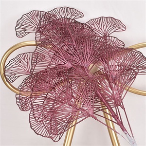 Foglie di Ginkgo Decorative della foglia di Ginkgo artificiale di 3 rami dello stelo singolo di Champagne dell'oro di plastica all'ingrosso della fabbrica - Product Image 6