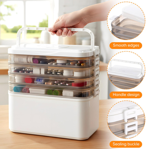 Boîte de rangement pour médicaments épaissie, organiseur de pilules portable avec tiroirs et compartiments pour la maison et les voyages - Product Image 3