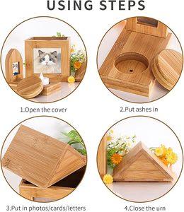 <span class=keywords><strong>Monument</strong></span> détachable Pot souvenir en bois <span class=keywords><strong>pour</strong></span> animaux de compagnie 2 cadres photo Boîte funéraire robuste Cendres de chien/chat Urne funéraire commémorative personnalisée - Product Image 3