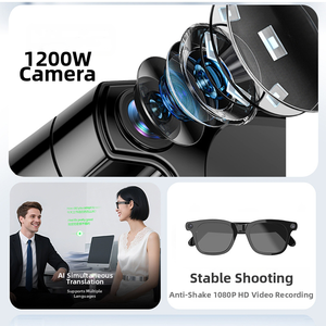 Lunettes intelligentes CY-1015 avec caméra 12MP, photos 4K, vidéo 1080p, reconnaissance IA en temps réel, traduction, double caméra, appels téléphoniques et lecteur de musique - Product Image 3