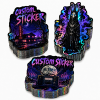 Autocollants découpés sur mesure, style gothique sombre et horrifique, en vinyle holographique, imperméables, pour Halloween et carnaval, pour ordinateur portable et bouteille d'eau