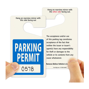 U-Meking <span class=keywords><strong>Permis</strong></span> de stationnement personnalisé Hang Tag-Carte de passage vierge en PVC réutilisable pour rétroviseur de voiture en gros - Product Image 1