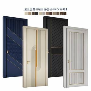 Puerta Interior de Madera Sólida Precolgada de Diseño Moderno Americano, Acabado en Nogal Negro - Product Image 4