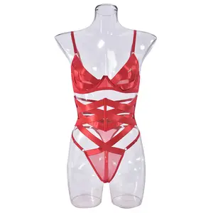 2024 China Factory Red Bra And Panties Sets Sexy Very Hot Mature Women Sexy Lingerie Hot G-String Sexy Lingerie Transparent