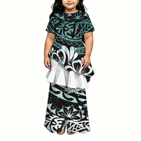 Nouvelle robe maxi polynésienne personnalisée, rose vif, noir orchidée, motif géométrique tribal Monstera, manches courtes, robe longue décontractée pour tous les jours