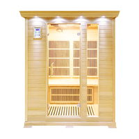 Sauna infrarouge lointain au design durable pour 4 personnes, sauna intérieur pour le soulagement du stress et la relaxation musculaire, utilisation bien-être, sauna en bois massif