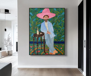 <span class=keywords><strong>Peinture</strong></span> de personnage rétro <span class=keywords><strong>homme</strong></span> en chapeau rose <span class=keywords><strong>Portrait</strong></span> coloré <span class=keywords><strong>peinture</strong></span> murale personnage de dessin animé abstrait <span class=keywords><strong>peinture</strong></span> acrylique - Product Image 4