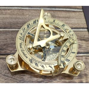 เข็มทิศทองเหลือง ALFA NAUTICAL พร้อมนาฬิกาแดดอเนกประสงค์ ขนาด 3 นิ้ว สไตล์การเดินเรือ สำหรับการเดินป่า ท่องเที่ยว และผจญภัย - Product Image 5