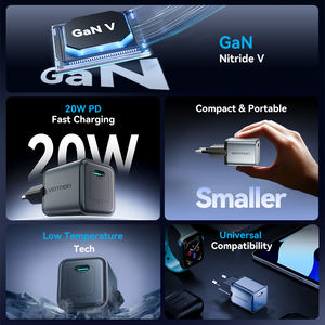 Cargador Vention GaN de 20W, adaptador de carga rápida PD tipo C, cargador con enchufe <span class=keywords><strong>USB</strong></span> C para teléfono móvil y tableta - Product Image 3