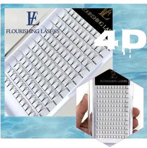 Extension ciglia volume pre-assemblate coreane fatte a mano Ultra Black PBT 6D 7D 8D 9D 10D a stelo corto, uniche - Product Image 4