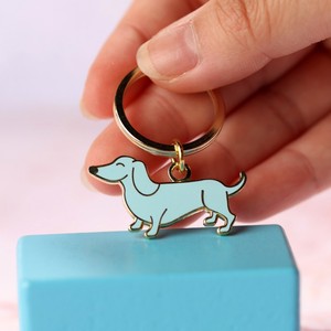 Porte-clés d'illustration de teckel animal mignon en acier inoxydable 316l Pvd plaqué or 18 carats bijoux émail porte-clés <span class=keywords><strong>chien</strong></span> coloré - Product Image 1