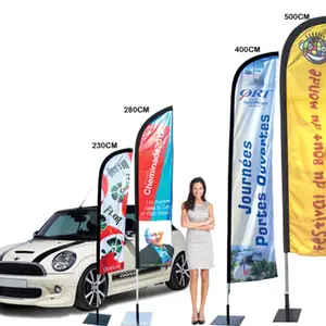 Bandeiras de praia personalizadas para fornecedores impressas com base de água dupla face banner voador publicidade esportiva