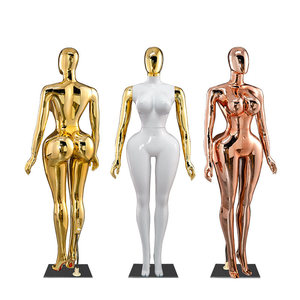 <span class=keywords><strong>Mannequin</strong></span> <span class=keywords><strong>femme</strong></span> <span class=keywords><strong>grande</strong></span> <span class=keywords><strong>taille</strong></span> plaqué or pour vitrine, corps entier, poitrine et hanches généreuses, forme de robe en plastique détachable - Product Image 6