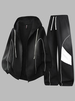 Cardigan à capuche et pantalon de survêtement pour homme, style décontracté et sportif, 100 % polyester polaire, collection Printemps-Automne