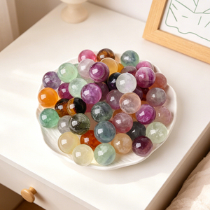 Wholesale Healing <b>Crystal</b> Polished Natural Stone 2cm Small Rainbow Fluorite Spheres for Decoration - Product Image 5