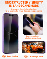 Protection d'écran en verre trempé anti-espion 28 degrés pour iPhone 16 Pro, AGC Japon 2.5D 9H HD anti-rayures, impression soyeuse, couverture intégrale OEM