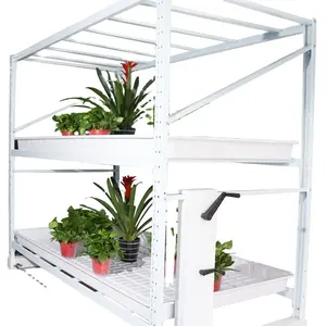 温室2x4 4x8塑料泛盘水培2层滚动滑动工作台双堆叠生长桌