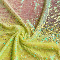 Tissu personnalisable en spandex à paillettes brodées effet écailles de poisson, dégradé multicolore irisé, pour robes de mariée et sacs