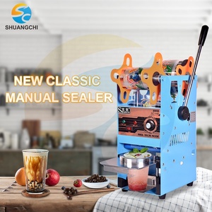 Halbautomatische 90/90mm Durchmesser <span class=keywords><strong>Bubble</strong></span>-Tea-Becher-Versiegelungsmaschine für 500 Becher, 50-250 Grad, günstiger Preis, hergestellt in China, für Papierbecher - Product Image 2