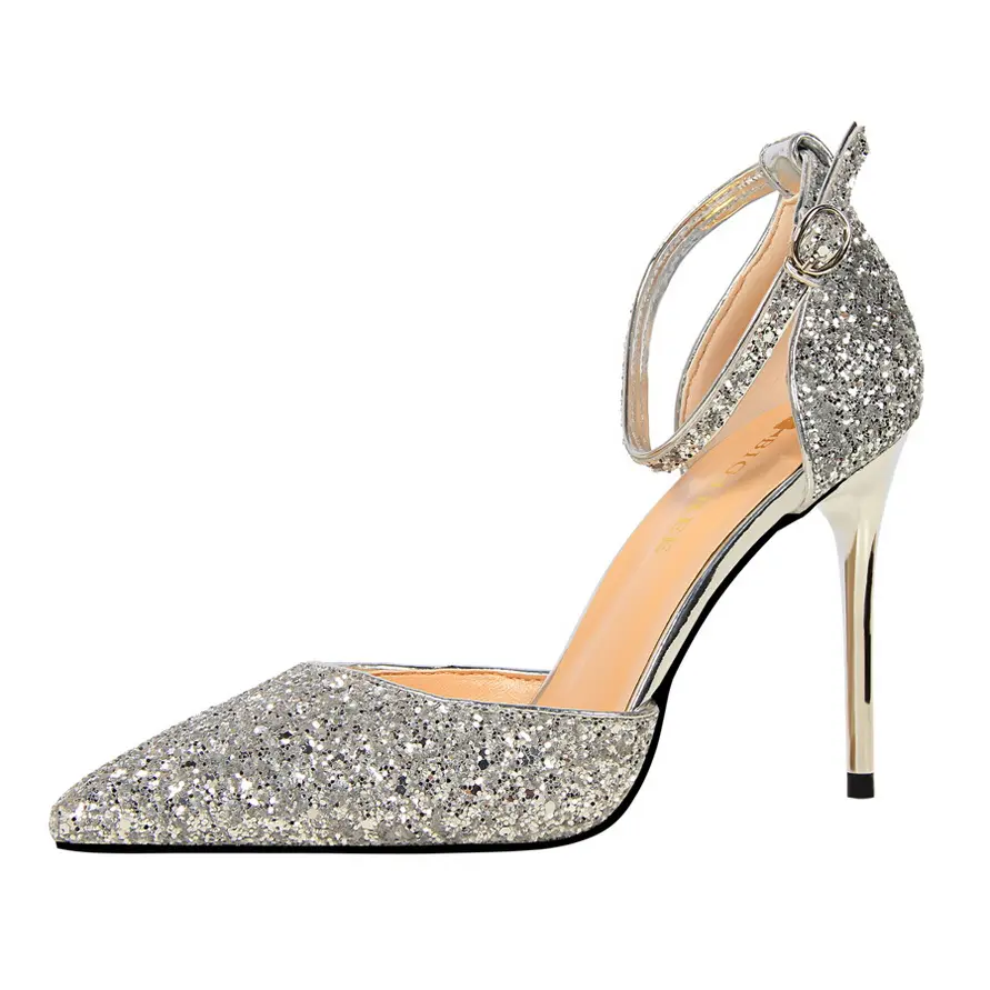 Серебряные элегантные туфли-лодочки на высоком каблуке с острым носком, роскошные и модные вечерние, блестящие женские туфли на танкетке со стразами для подружки невесты