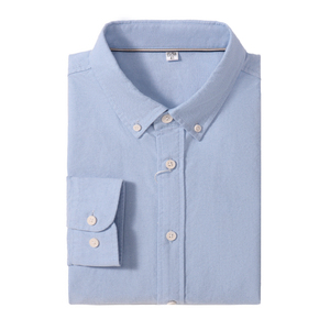 <span class=keywords><strong>Camicia</strong></span> <span class=keywords><strong>Oxford</strong></span> in Cotone 100% Azzurro Chiaro per Uomo, Manica Lunga con Colletto Button-Down, <span class=keywords><strong>Camicia</strong></span> Casual da Ufficio Personalizzabile con Logo - Product Image 1