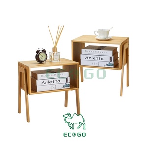 Mesas Auxiliares y Mesitas de Noche Apilables de Bambú Orgánico Ecológico Moderno para Dormitorio, Muebles de Sala de Estar, Almacenamiento - Product Image 1