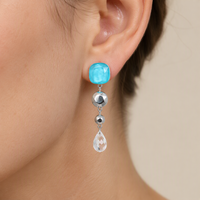 Boucles d'oreilles pendantes Mylove personnalisées en laiton plaqué platine avec perles de cristal bleu ciel facettées pour femme, style artistique