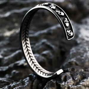 Skull <b>Cuff</b> <b>Bracelet</b> Tibetan <b>Silver</b> Unisex Punk Style Jewelry for Men Women - Product Image 3