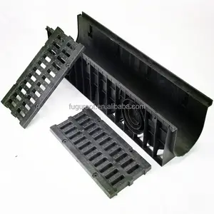 High Polymer Drain Grate Resin Plastic Sewer Drain Sewer Cover Plate Grid Rainwater Rectangular Well Cover Drain Garage Black