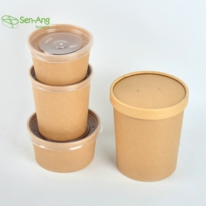 SenAng05 Promozione: Grande Ciotola per Porridge 350Ml, Doppia Parete, Ecologica, Usa <span class=keywords><strong>e</strong></span> Getta, Rotonda in Carta Kraft con Coperchio - Product Image 3