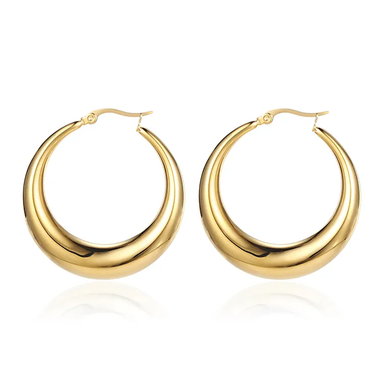 Jewelry Simple and Popular Hoop Earrings with 18K Gold Plated stainless steel hoop earrings