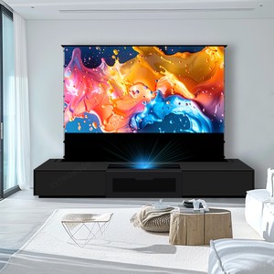 Chất lượng cao 100 inch Trắng siêu ngắn ném sàn cơ giới tăng màn hình chiếu + Tích hợp tủ TV Laser - Product Image 3