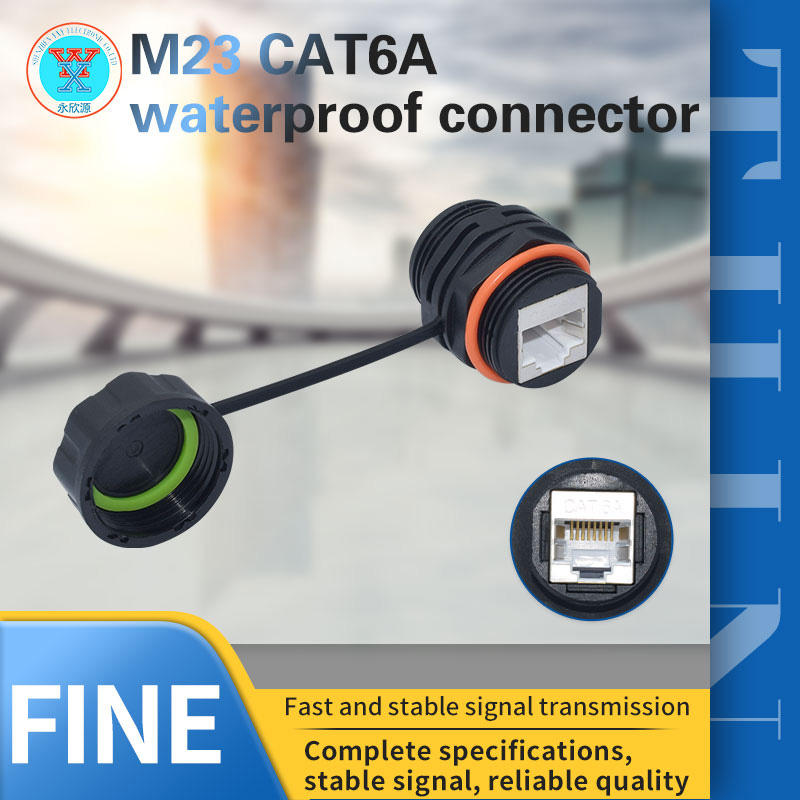 M23 IP68 Waterproof RJ45 CAT6A STP Shielded Panel Mount Bulkhead Ethernet Coupler