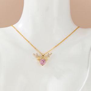 Wholesale Customizable 18K Gold Copper <strong>Micro</strong>-Inlaid Zircon Heart-Shape Pendant Necklace Link Chain for Parties <strong>Source</strong> Factory - Product Image 2