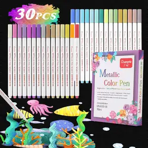 12/24 Colors Metallic Paint Markers Pens Round/Chisel Dual Tip