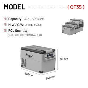 Réfrigérateur-congélateur Alpicool CF35 35l, type compresseur, <span class=keywords><strong>12</strong></span> <span class=keywords><strong>volts</strong></span>, alimenté par énergie <span class=keywords><strong>solaire</strong></span>, refroidisseur <span class=keywords><strong>solaire</strong></span>, refroidissement rapide, réfrigérateur portable - Product Image 3