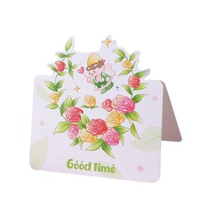 Carte de vœux romantique personnalisée de petite taille, vente en gros directe d'usine disponible, carte de vœux avec des fleurs de dessin animé - Product Image 6