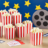 Approvisionnement Classique Cinéma Produits Snack Conteneurs De Nourriture Partie Rouge Rayé Personnalisé Différentes Tailles Mini Popcorn Box