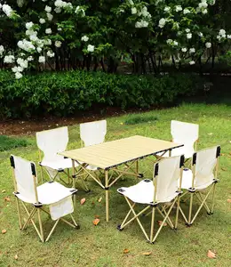 定制可调铝花园野餐折叠折叠户外野营沙滩蛋卷铁板椅子和桌子套装带桌子