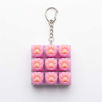 En gros, Porte-clés jouet anti-stress Clicker pour clavier à interrupteurs mécaniques, en caoutchouc silicone, 9 touches, motif patte de chat Kawaii, portable, pour cadeau